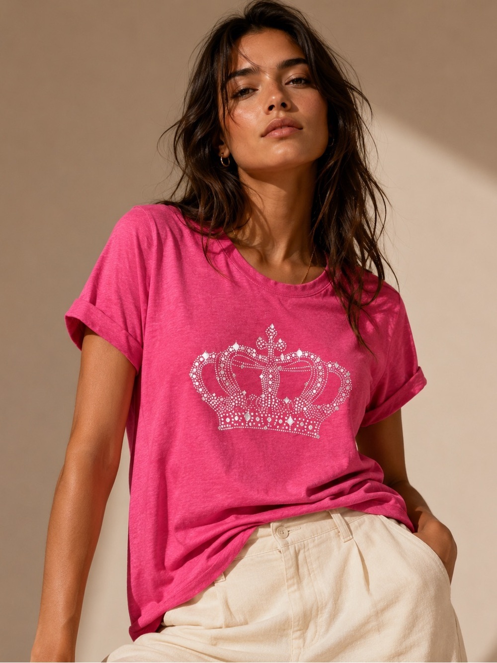 Hot Pink Crown Graphic Tee Y2K Rhinestone Princess Aesthetic Shirt 2XL